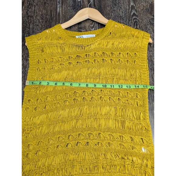 Zara Womens Sleeveless Small Top Vest Yellow Boho Hippie Grunge Boxy Layer 143 - Picture 4 of 8